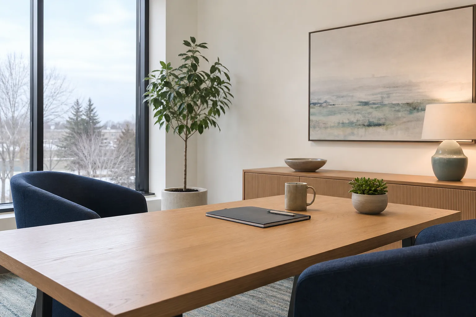 A professional office prepared for client work